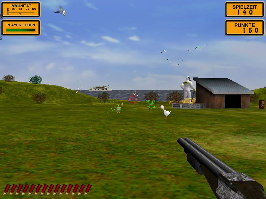 Jagd auf die Vogelgrippe (Windows) screenshot: We let an infected bird escape and it tainted our chickens (demo version)