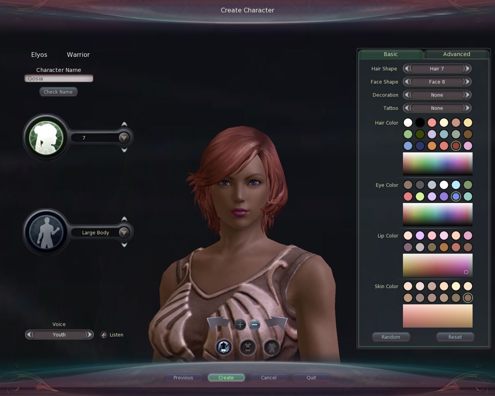 Aion (Windows) screenshot: Character creation