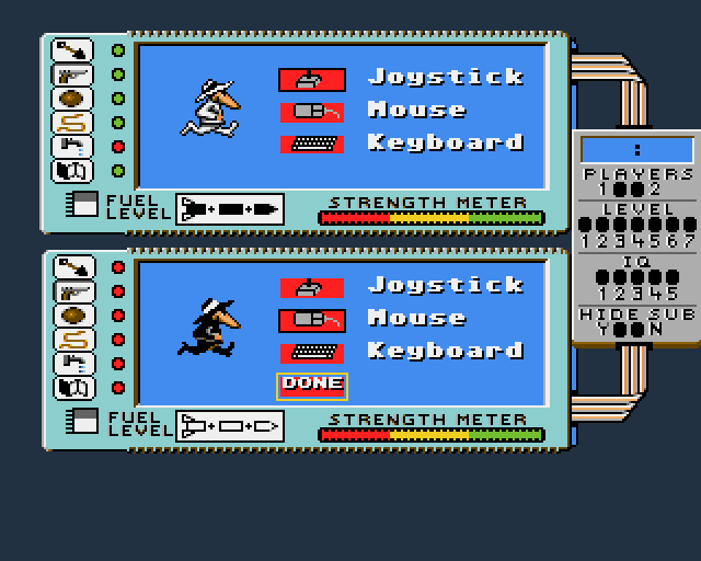 Spy vs. Spy: The Island Caper (Amiga) screenshot: Controller options