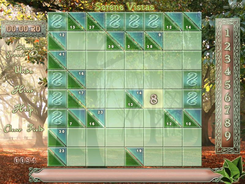 Buku Kakuro (Windows) screenshot: Solving a puzzle (demo version)