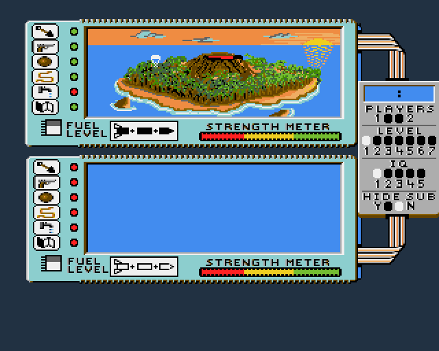 Spy vs. Spy: The Island Caper (Amiga) screenshot: The spies are landing