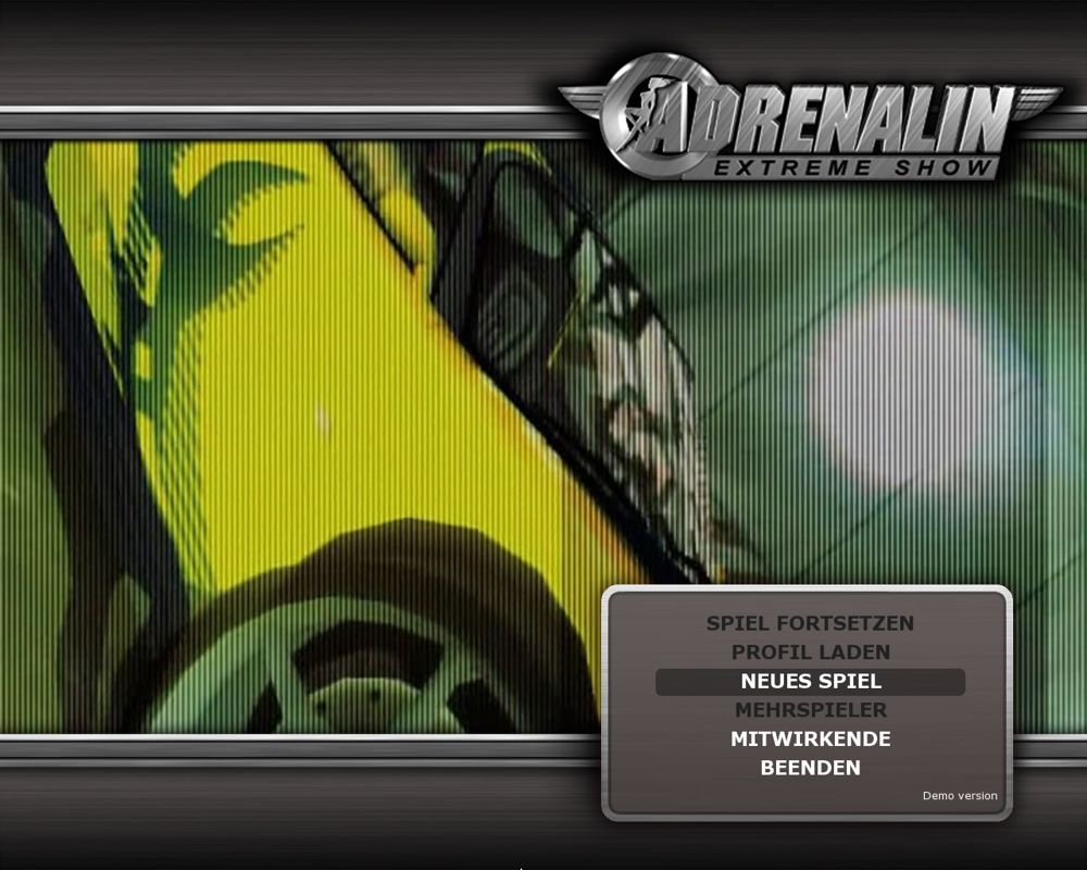Adrenalin: Extreme Show (Windows) screenshot: Main menu (demo version)