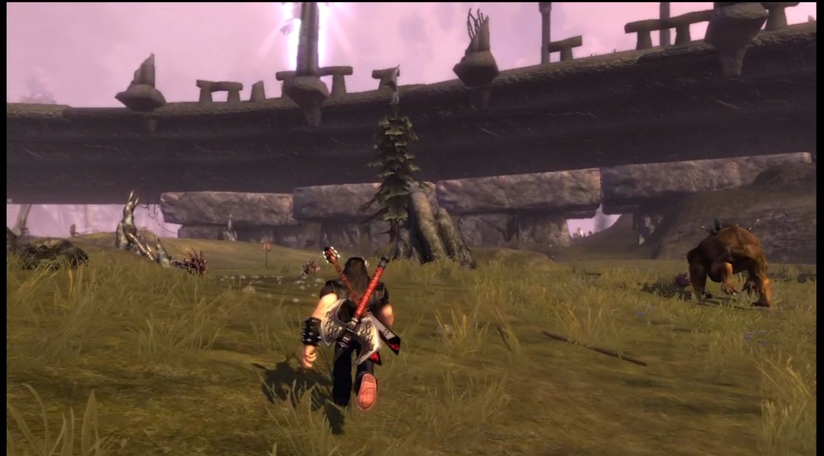 Brütal Legend (Xbox 360) screenshot: Walking through the lands, admiring the view and loving the animals.
