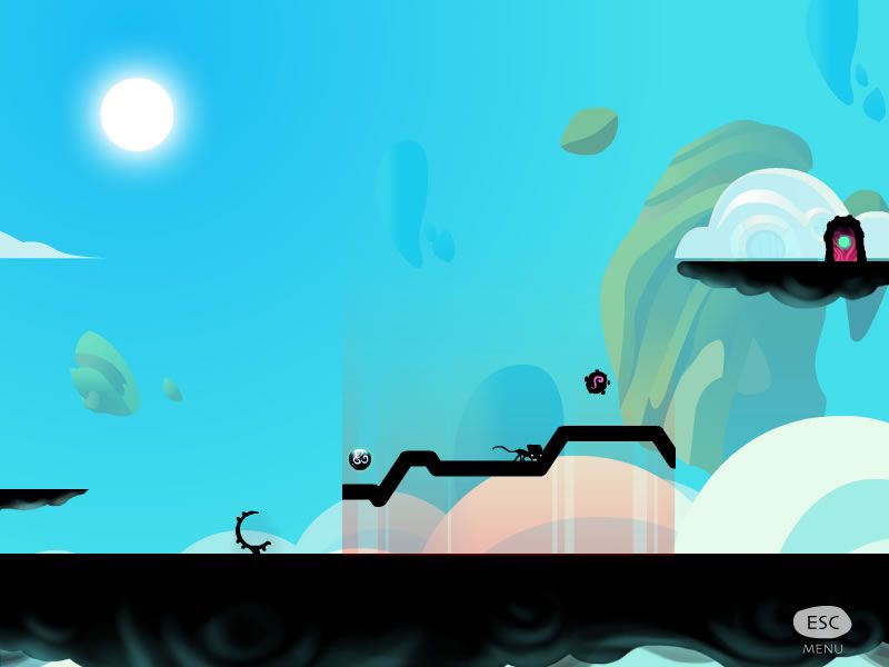 Waker (Browser) screenshot: Once the bridge becomes solid you can run over it, but watch out for obstacles.