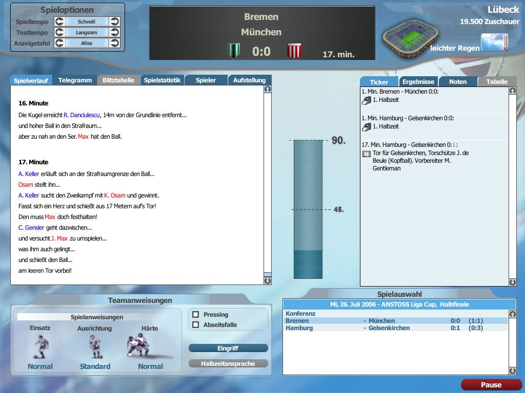 Anstoss 2007: Der Fußballmanager (Windows) screenshot: The match presentation (demo version)