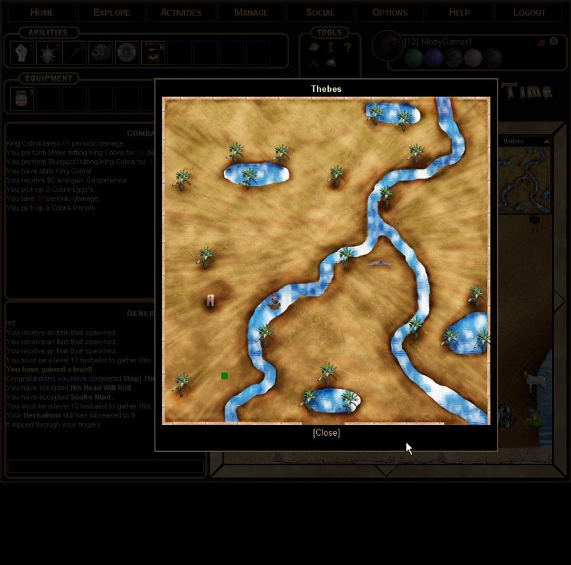 Titans of Time (Browser) screenshot: The world map of the first area.