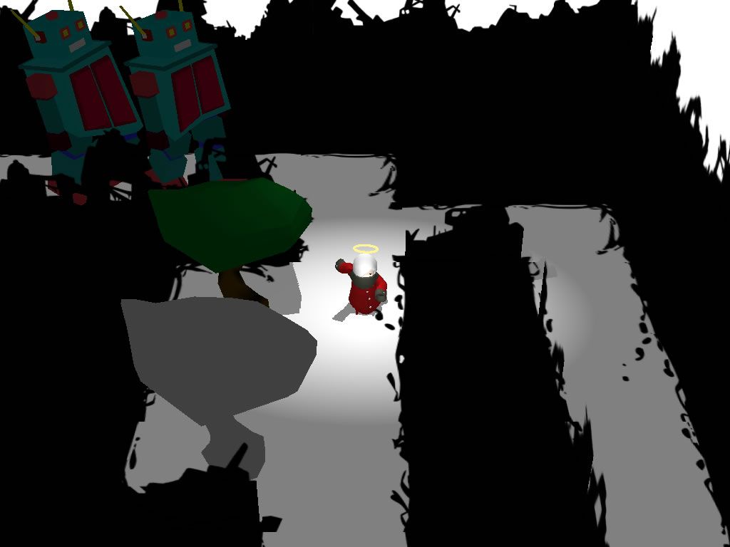 Abandon (Windows) screenshot: Let's see if the trees can hold up the robots.
