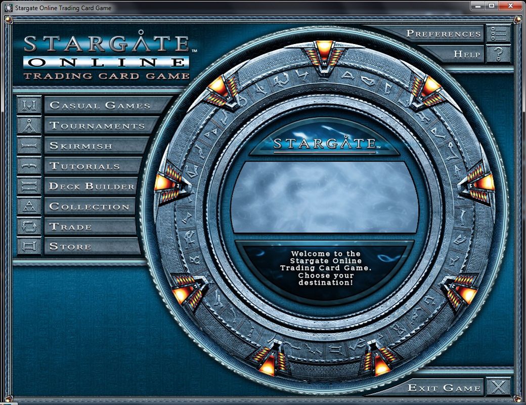 Stargate Online Trading Card Game (Windows) screenshot: Main menu