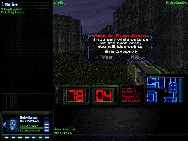 Aliens Online (Windows) screenshot: v2.12 added a penalty for dropping out in the middle of the level