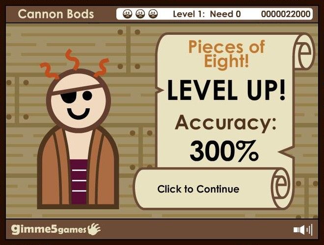 Cannon Bods (Browser) screenshot: Cleared the level (updated color)