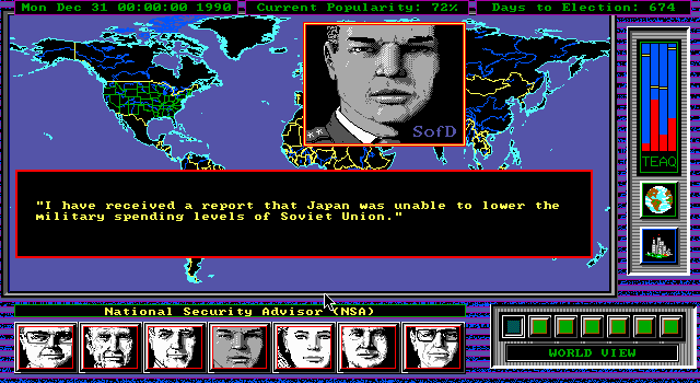 Shadow President (DOS) screenshot: Other countries make politics as well