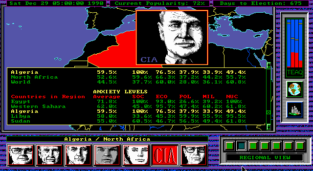 Shadow President (DOS) screenshot: Director of CIA