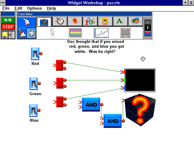 Widget Workshop: The Mad Scientist's Laboratory (Windows 3.x) screenshot: Make the screen white.
