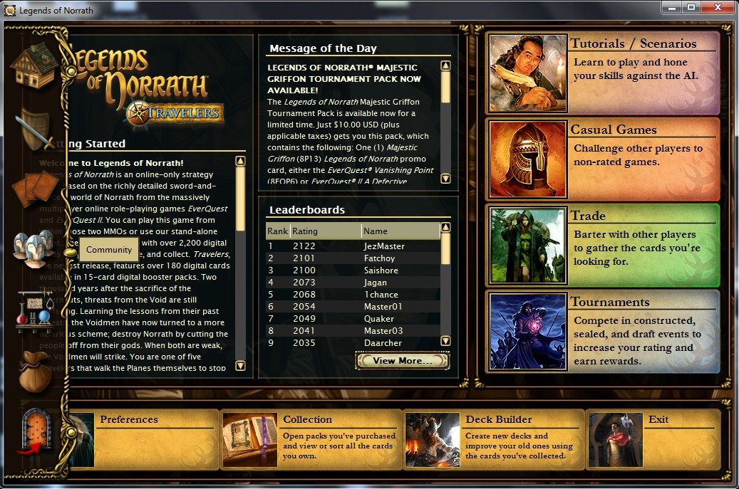 Legends of Norrath (Windows) screenshot: Stand-alone client main interface