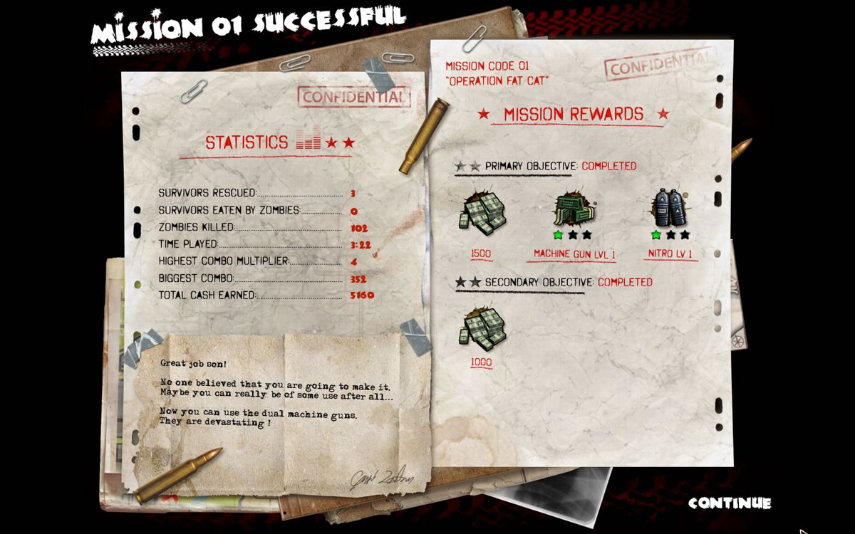 Zombie Driver (Windows) screenshot: Mission completed