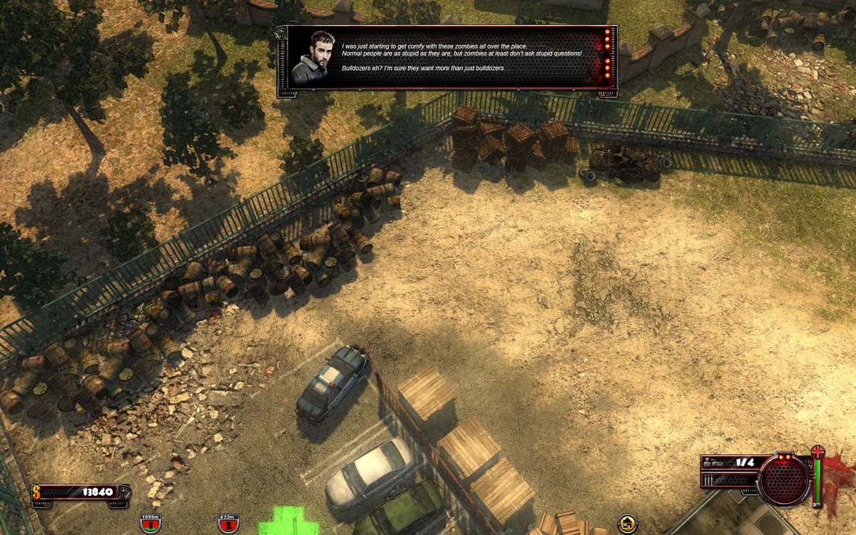 Zombie Driver (Windows) screenshot: The survivors often have messages when you pick them up.
