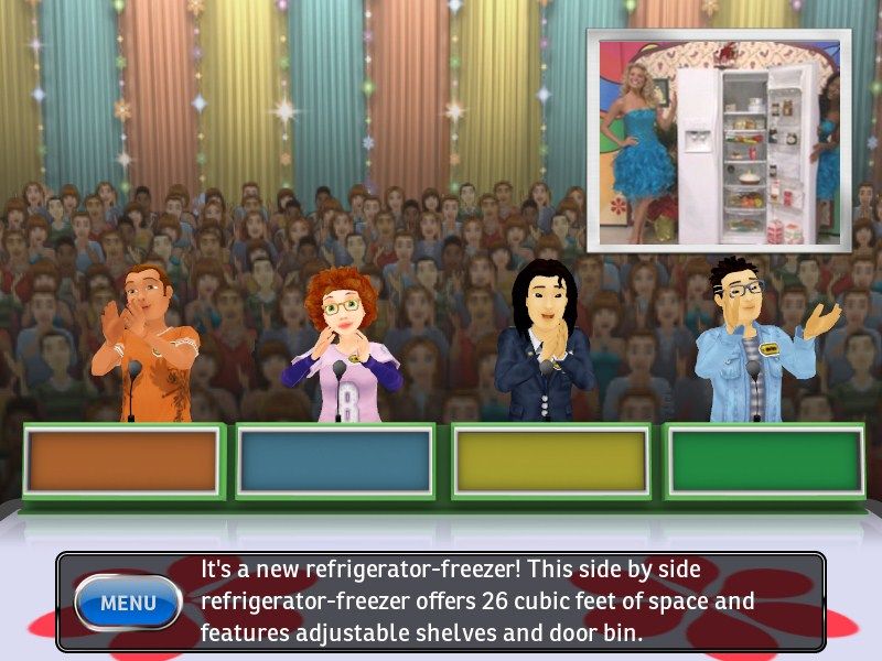 The Price is Right: 2010 Edition (Windows) screenshot: The Wii and PC versions use actual video clips from the show to introduce prizes.