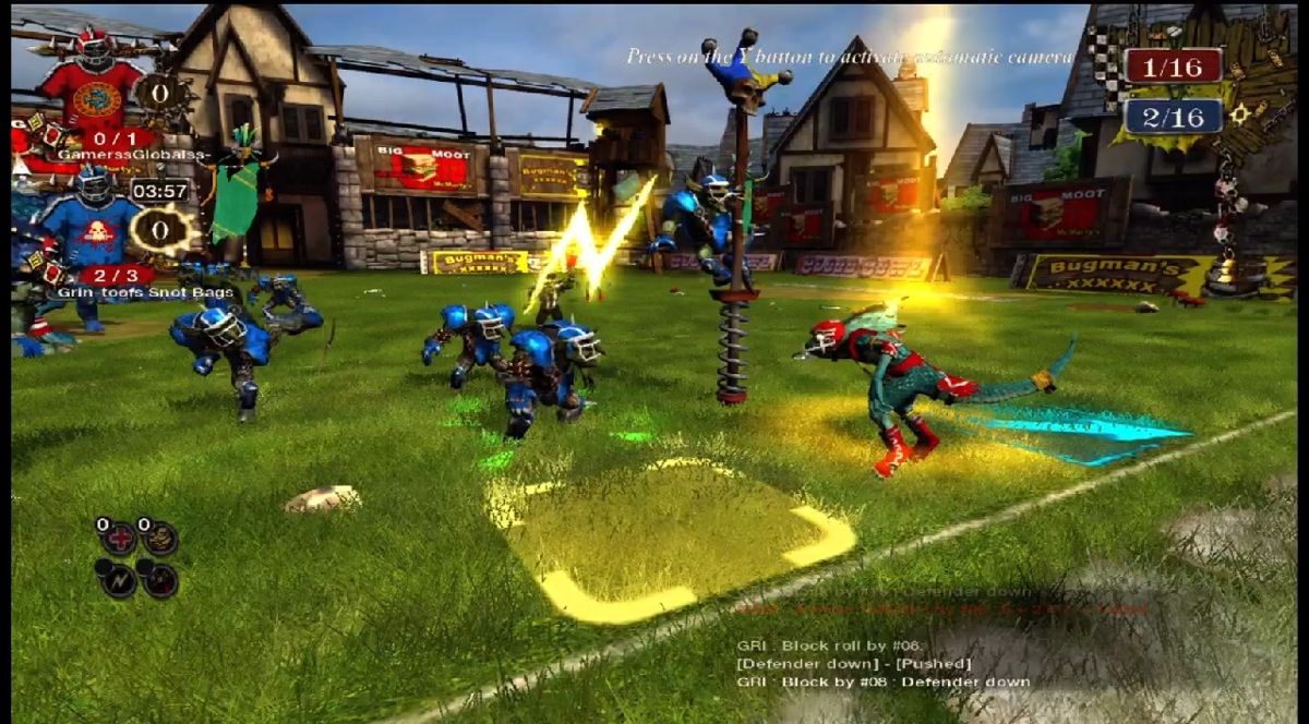 Blood Bowl (Xbox 360) screenshot: My ball-carrier has to deal with two goblins.