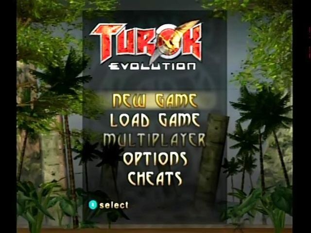 Turok: Evolution (GameCube) screenshot: Main menu.