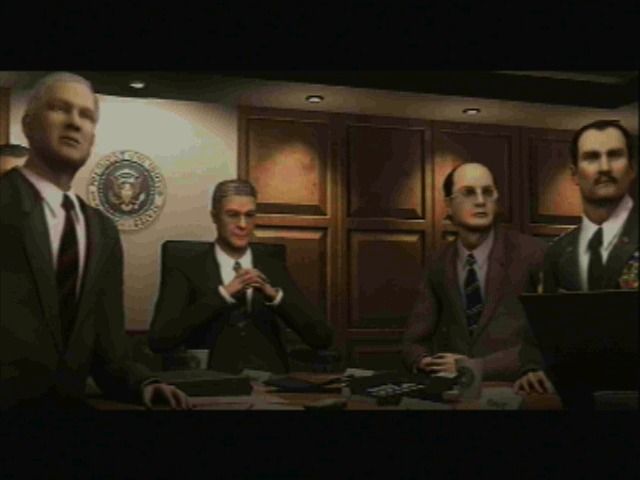 Tom Clancy's Ghost Recon 2: 2007 - First Contact (GameCube) screenshot: The joint chiefs assembly, the president is giving a green light to deploy Ghosts.