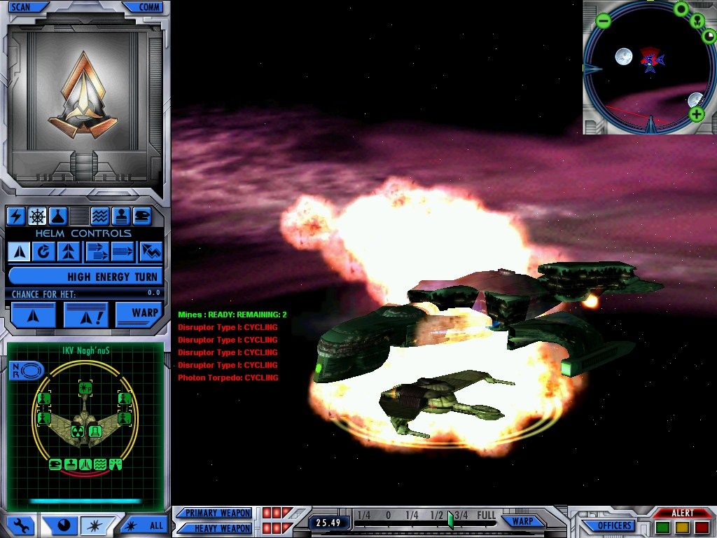 Star Trek: Starfleet Command III (Windows) screenshot: Ships break apart when destroyed.