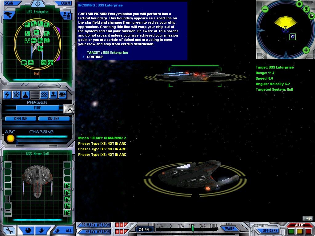 Star Trek: Starfleet Command III (Windows) screenshot: Captain Picard (with Patrick Stewart's VO) handles your training.