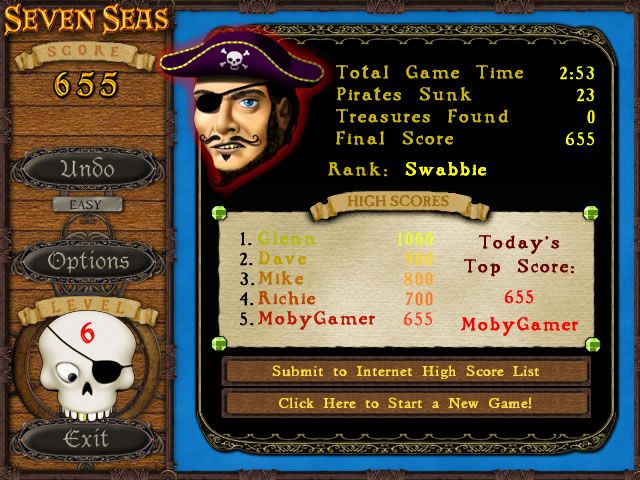 Seven Seas Deluxe (Windows) screenshot: High scores