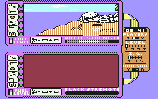 Spy vs. Spy: The Island Caper (Commodore 64) screenshot: Fell down into a Punji Pit