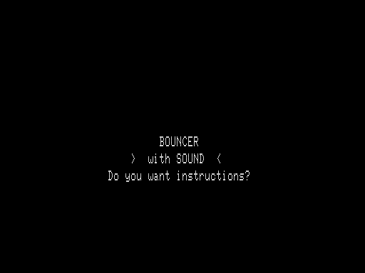 Bouncer (TRS-80) screenshot: Title Screen