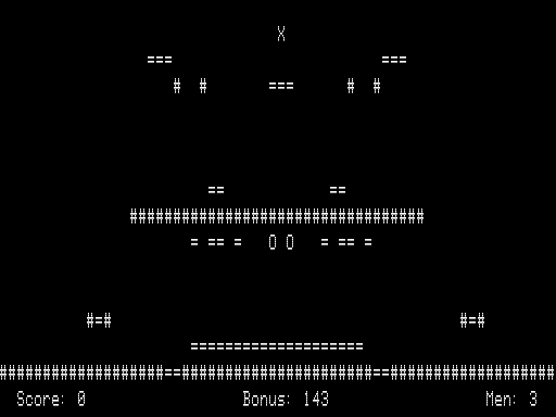 Bouncer (TRS-80) screenshot: Bouncing
