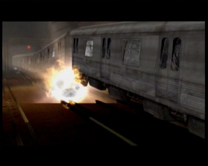 50 Cent: Bulletproof (Xbox) screenshot: Just your luck to board a soon-to-be derailed train