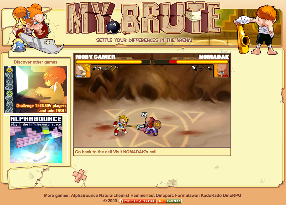 My Brute (Browser) screenshot: Fighting against the special tournament backdrop