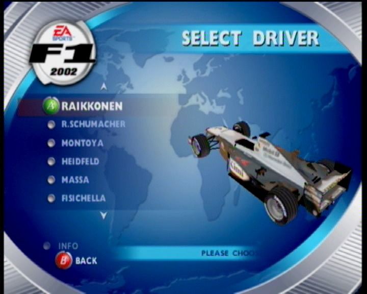 F1 2002 (Xbox) screenshot: Selecting a driver