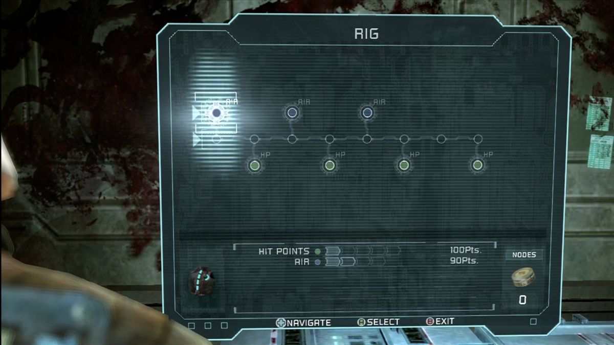 Dead Space (Xbox 360) screenshot: Workbenches can upgrade your gear.