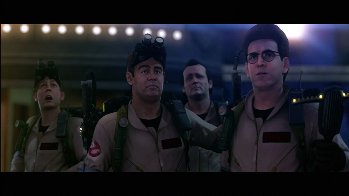 Ghostbusters: The Video Game (Xbox 360) screenshot: The classic trio, and the new rookie (you)