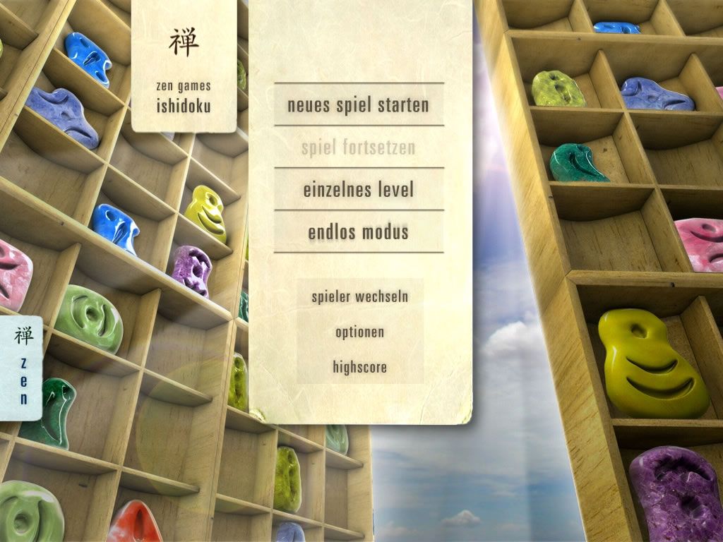 zen games (Windows) screenshot: Ishidoku menu (demo version)