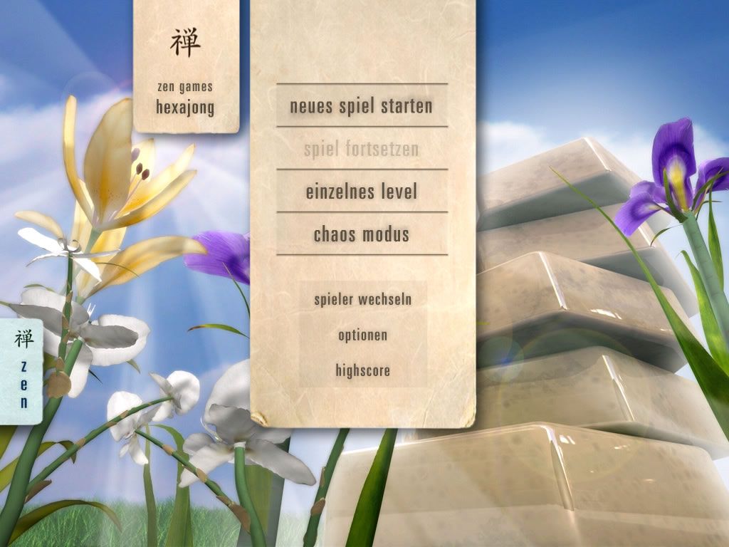 zen games (Windows) screenshot: Hexajong menu (demo version)