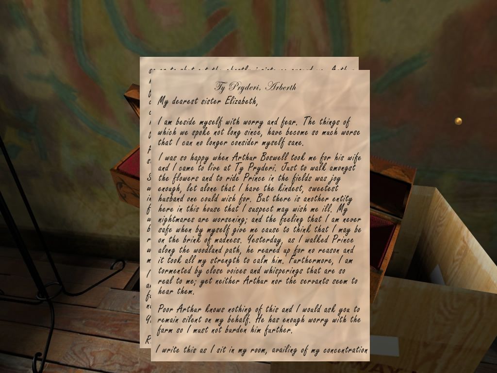 Rhiannon: Curse of the Four Branches (Windows) screenshot: A letter from another Rhiannon