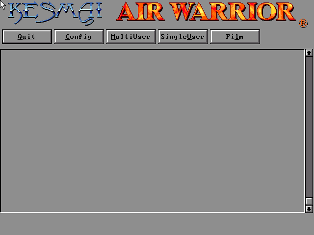 Air Warrior (DOS) screenshot: Main menu
