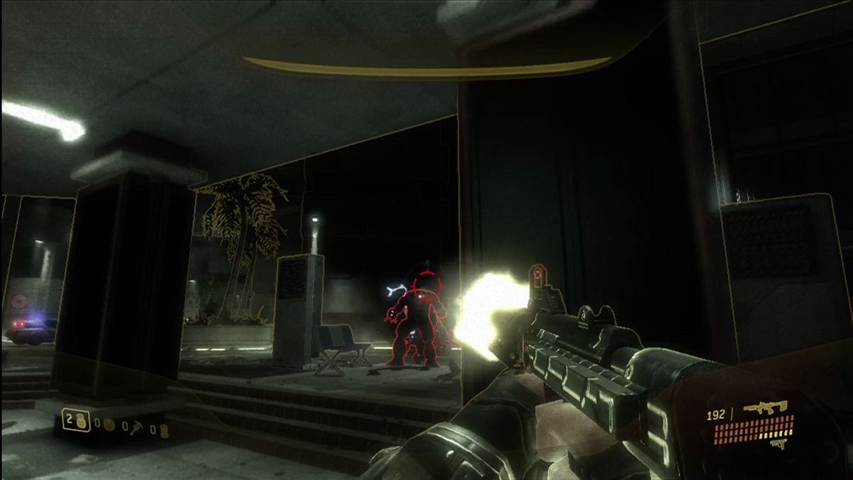 Halo 3: ODST (Xbox 360) screenshot: Trying out the new silenced SMG.