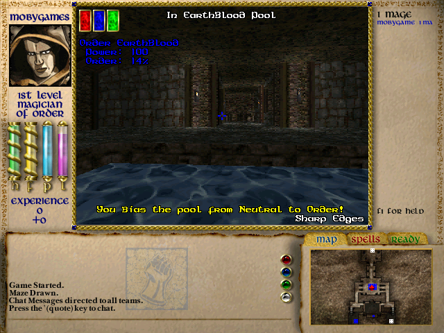 Rolemaster: Magestorm (Windows) screenshot: Pools are scattered around the map like forward bases. They offer proximity recharge bonuses to the team that controls them.