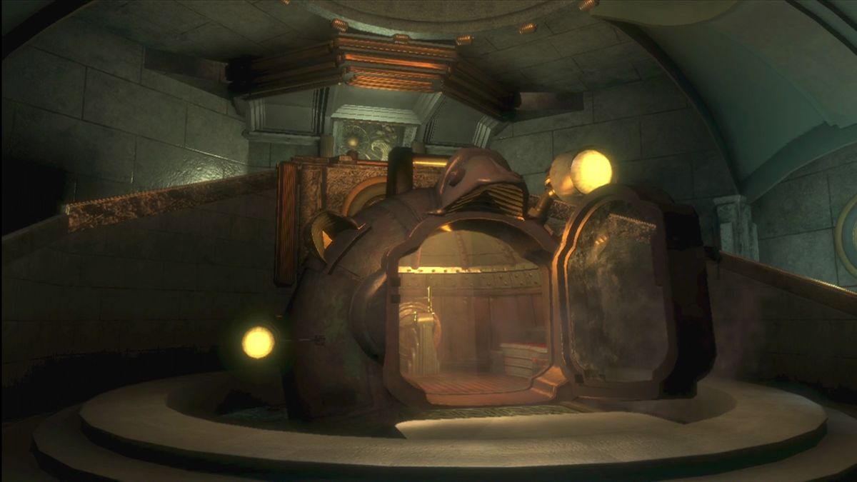 BioShock (Xbox 360) screenshot: Some kind of travel device. Is this <moby game="Myst">Myst</moby>?