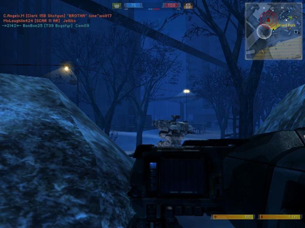 Battlefield 2142: Booster Pack - Northern Strike (Windows) screenshot: Stalking the enemy T-39 Bogatyr Battle walker