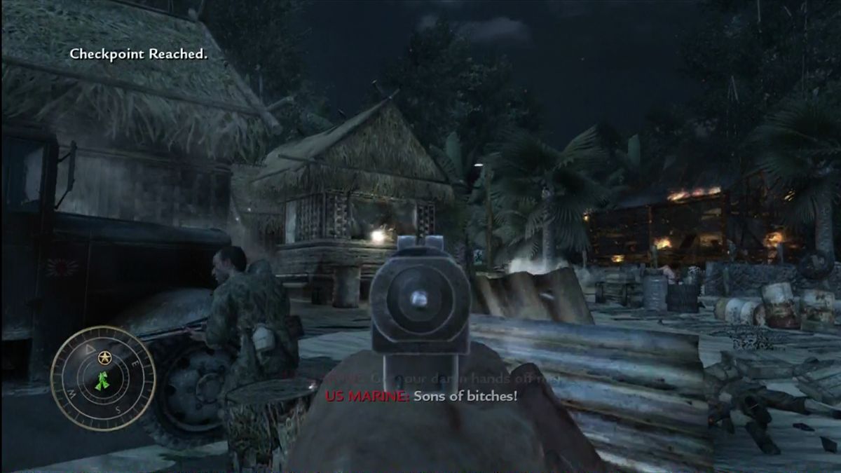 Call of Duty: World at War (Xbox 360) screenshot: Making our escape.