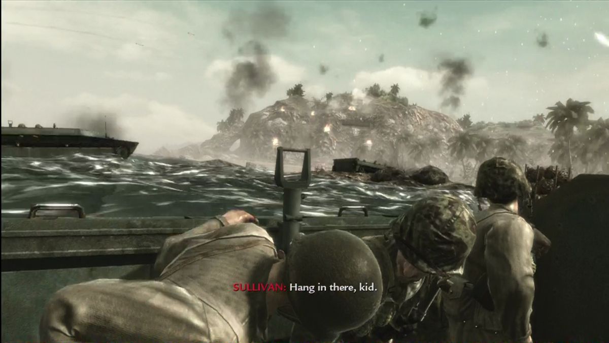 Call of Duty: World at War (Xbox 360) screenshot: Looks like the island is more defended than we thought.