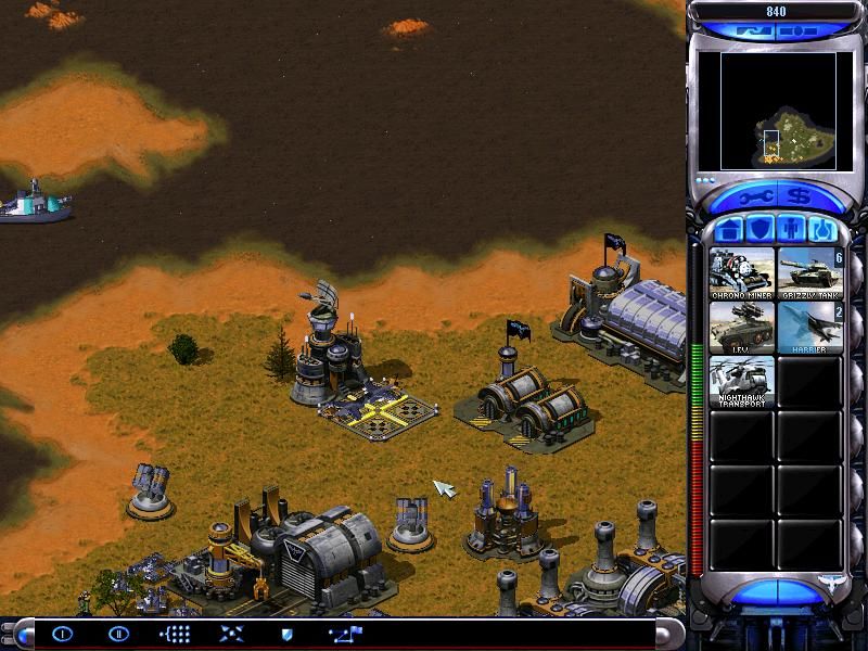Command & Conquer: Red Alert 2 (Windows) screenshot: The ever popular Harrier Jump Jet makes an appearance in-game.