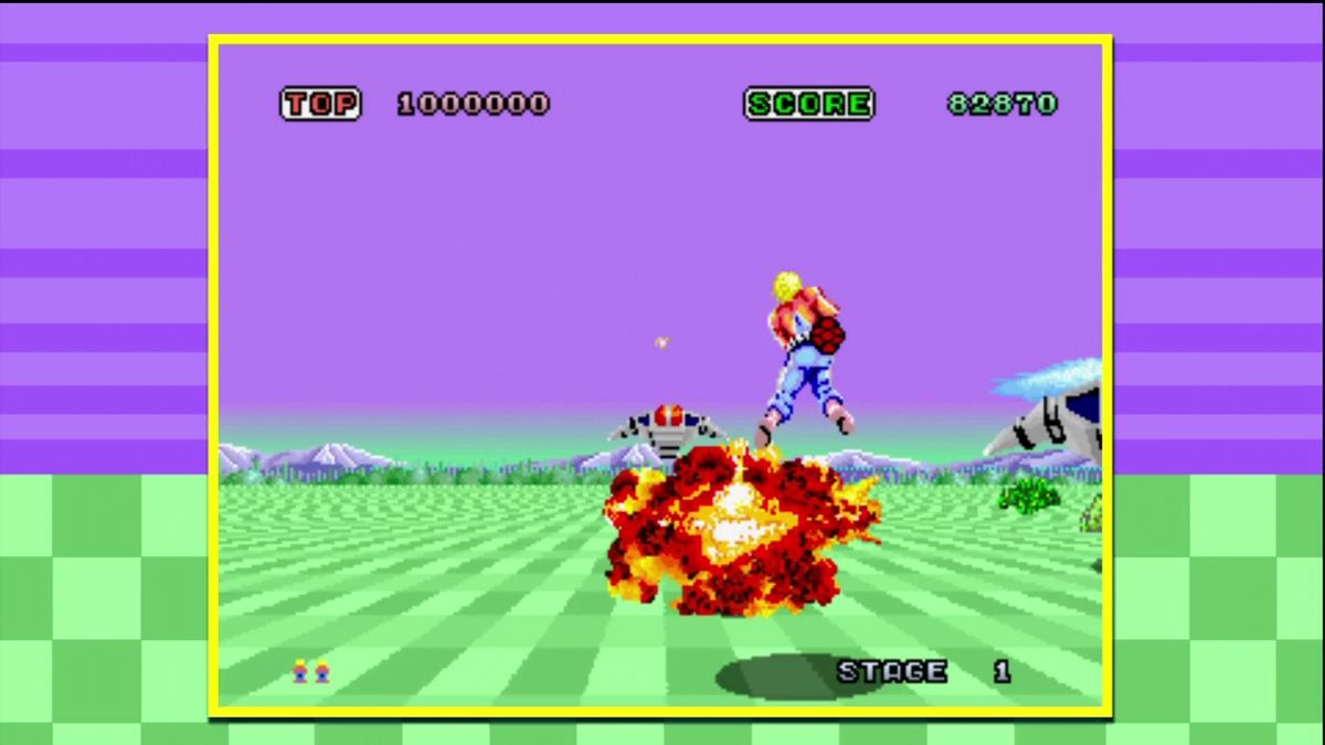 Sonic's Ultimate Genesis Collection (Xbox 360) screenshot: Original arcade releases are included too. Here's the arcade version of Space Harrier.