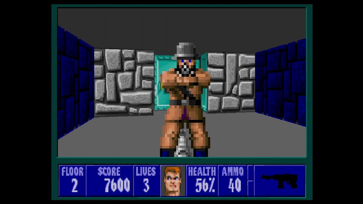 Wolfenstein 3D (Xbox 360) screenshot: Enemies are still retro-blocky up close.