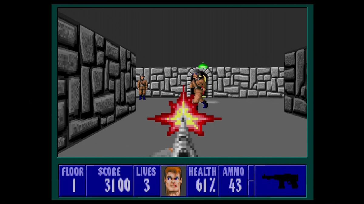 Wolfenstein 3D (Xbox 360) screenshot: The view is locked to the 4:3 aspect ratio, and can be zoomed but not stretched.