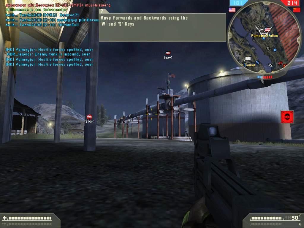 Battlefield 2: Booster Pack - Armored Fury (Windows) screenshot: The map has an eerie twilight obliviously during one of the Alaskan three month long night cycles giving plenty of dim shadows and dark areas for cover.